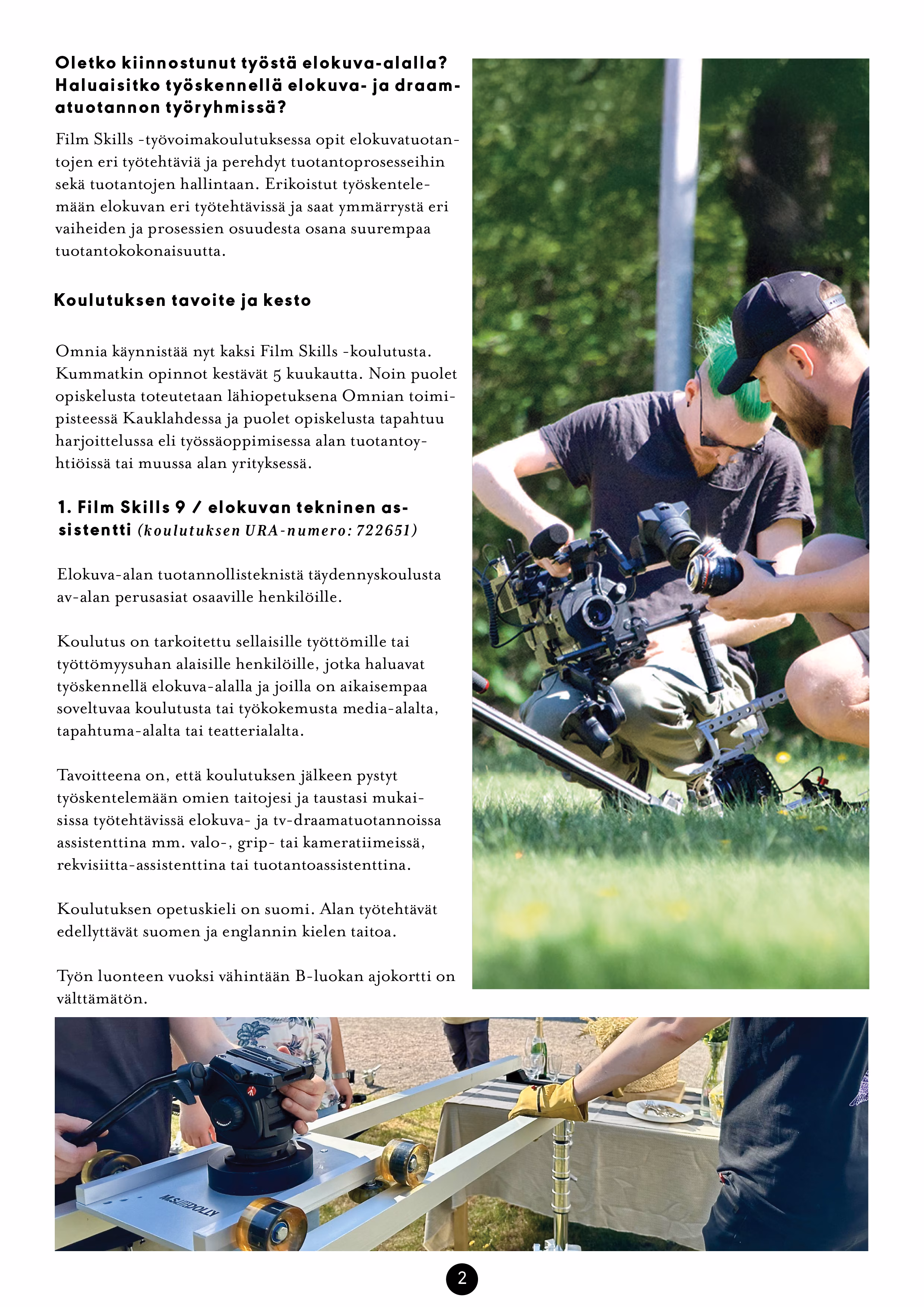 Film Skills brochure page two